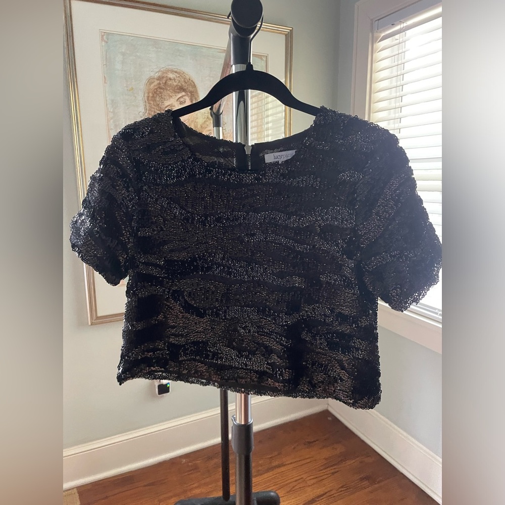 Black sequin crop top. Size XS.
